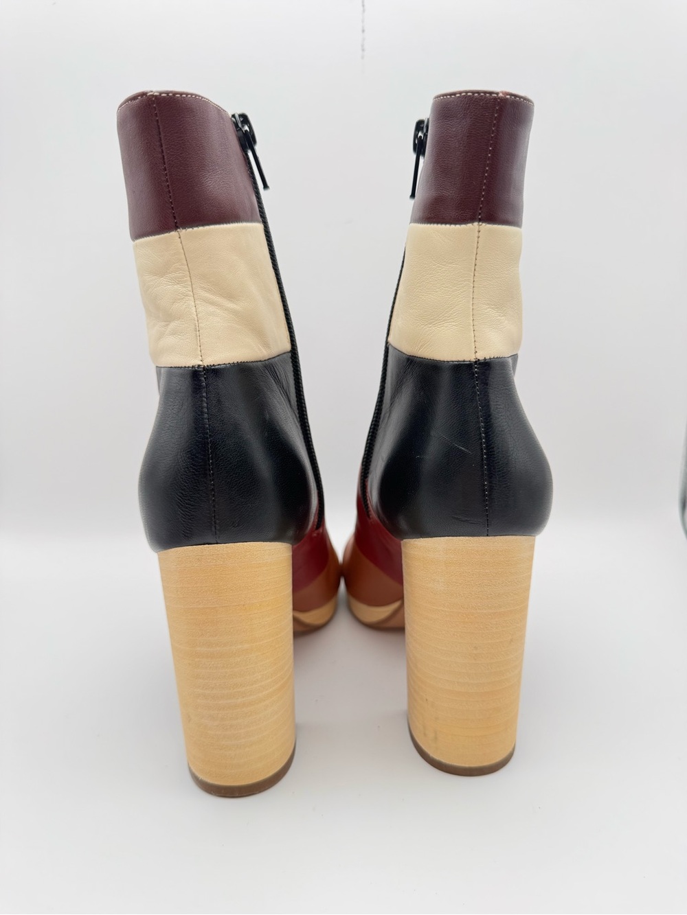 Valentino Garavani Marine Colorblock Leather Ankle Boots Block Heel EU 36 - Picture 5 of 7